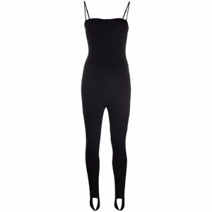 Black Amina Muaddi X Wolford jumpsuit with straps